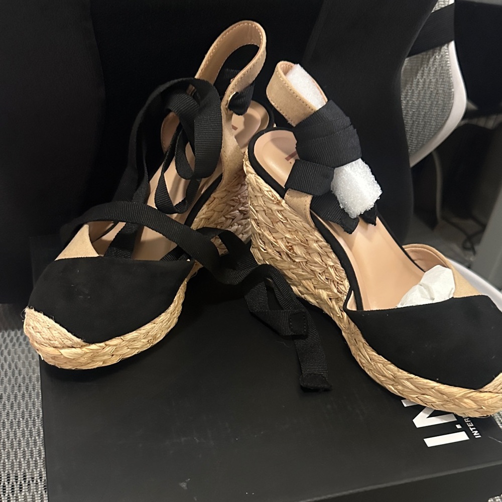 INC International Concepts Black and Tan Espadrilles